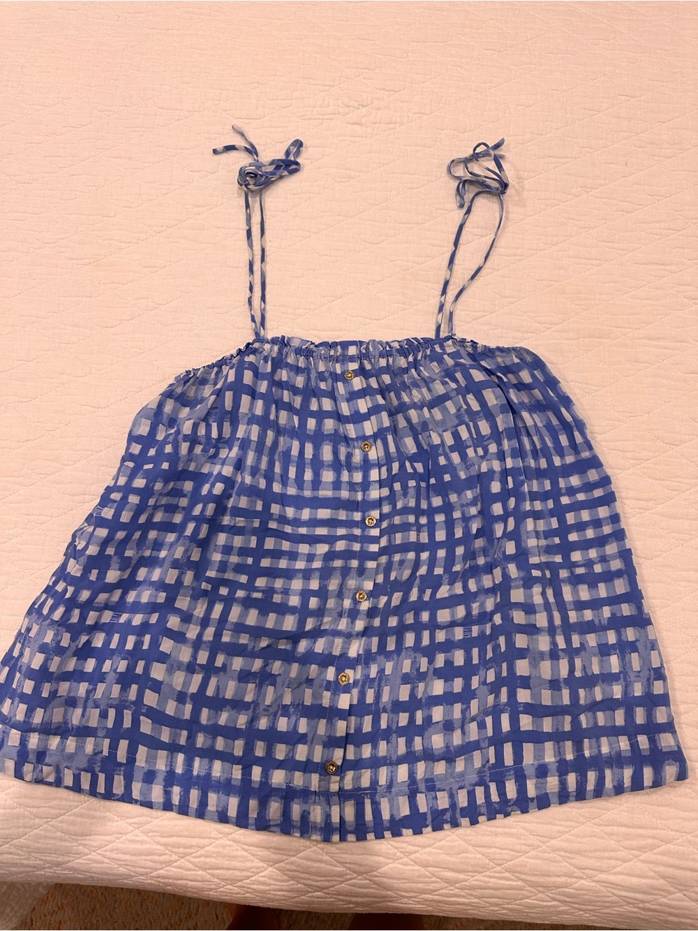 Lilly Pulitzer Blue Plaid Tie-Strap Tank Top